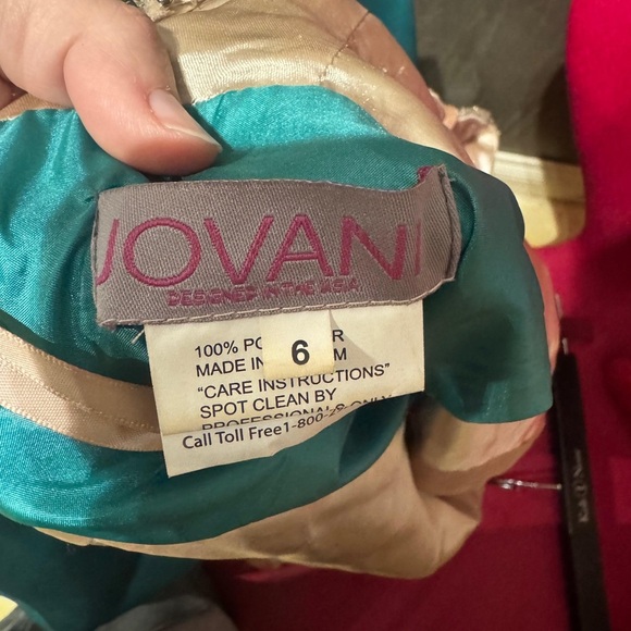 Jovani Teal and Cream Formal prom Dress size 6 - Picture 8 of 8